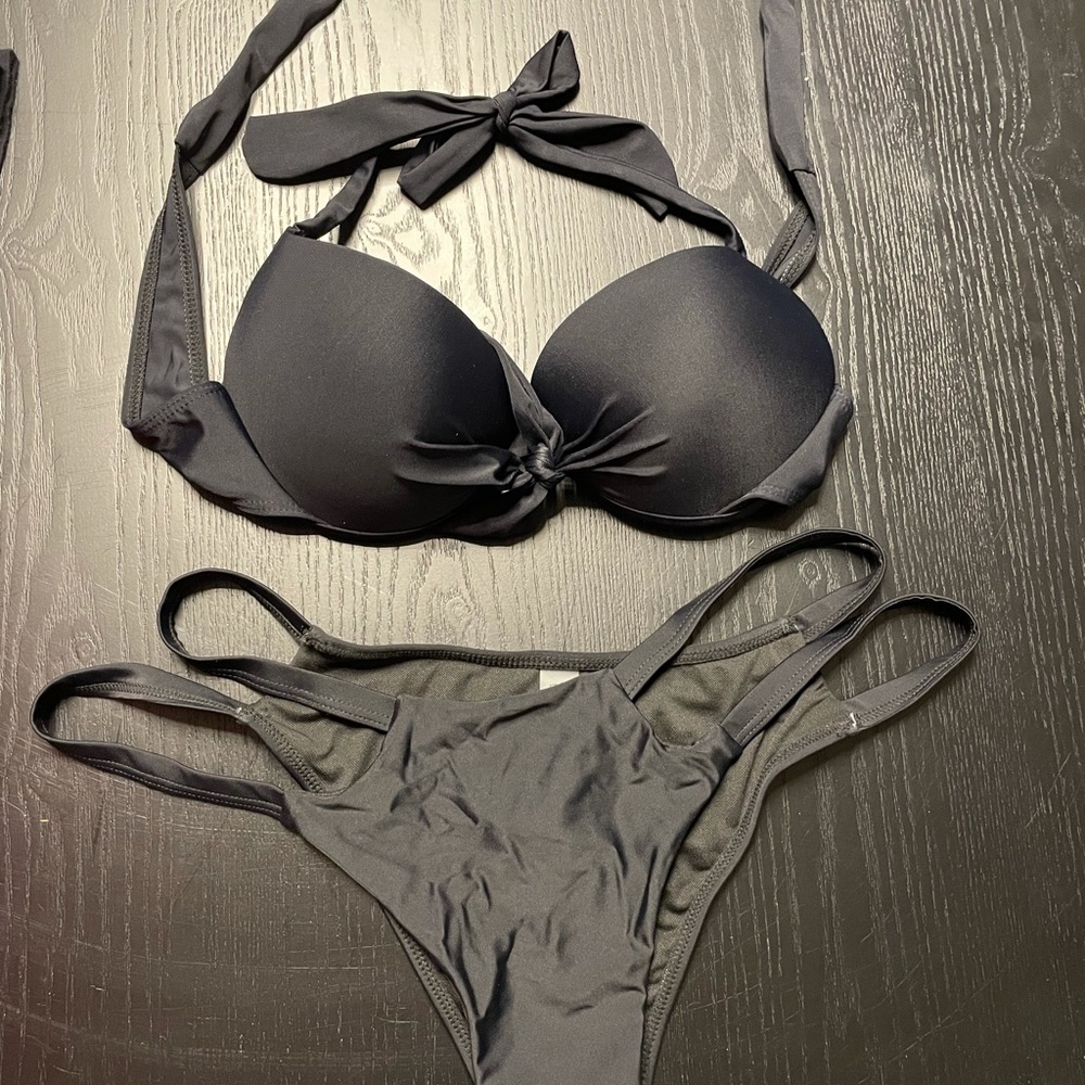 Black tie front bikini
